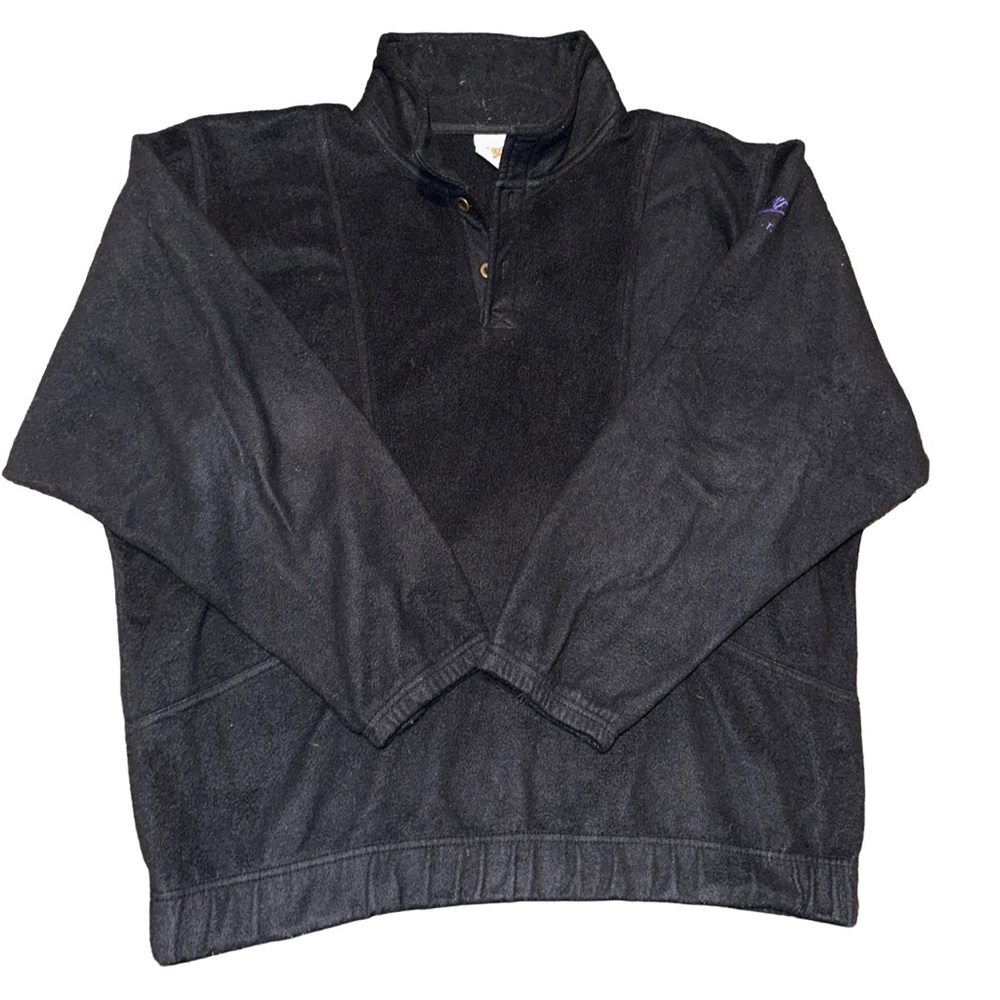 Vintage Nike 1/4 Button Pullover Sweater Jacket Gray Tag Black Fleece Large